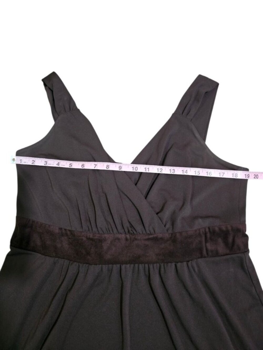 MICHAEL MICHAEL KORS Women's 1X Brown Midi Dress Velvet Trim Luxury Archive 70s - Picture 7 of 7